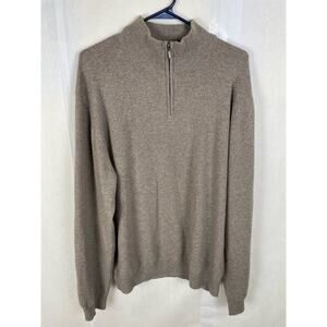 Joseph and Lyman Mens Cashmere Quarter Zip Long Sleeve Light Brown Sweater